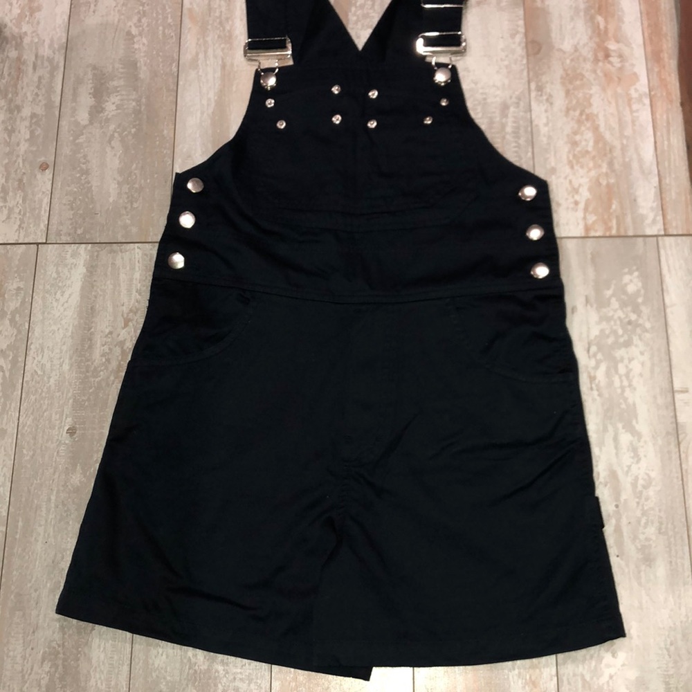 navy blue knee short overalls